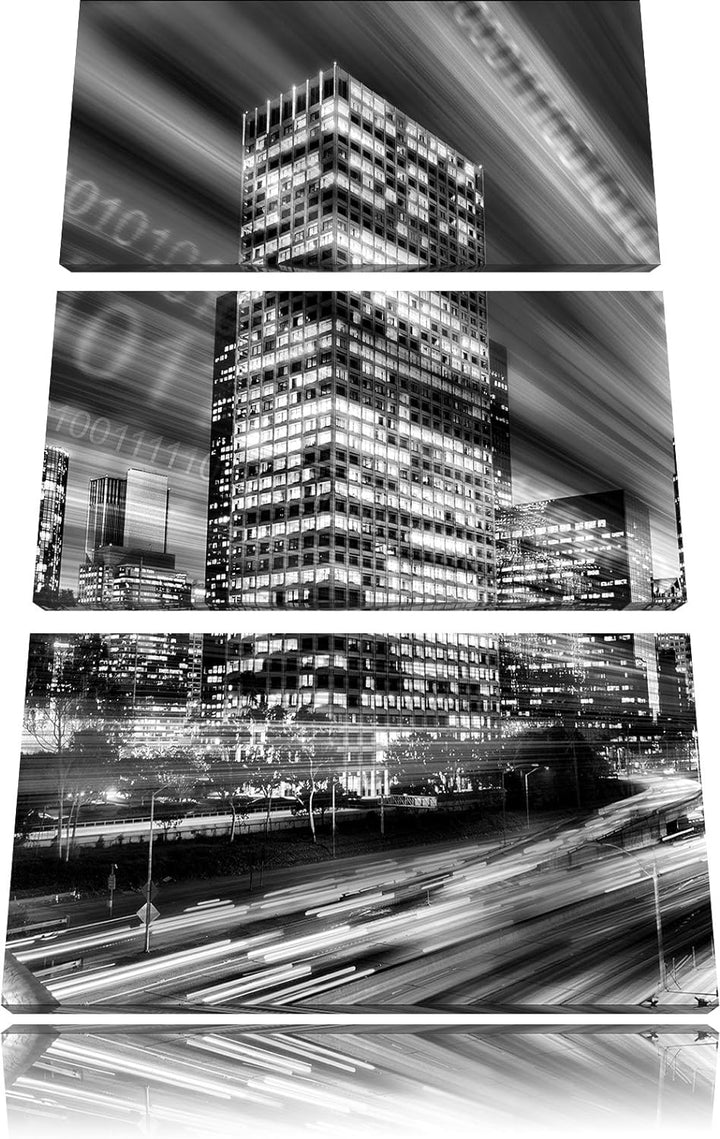 Pixxprint Monocrome, Los Angeles Matrix 3-Teiler Leinwandbild 120x80 Bild auf Leinwand