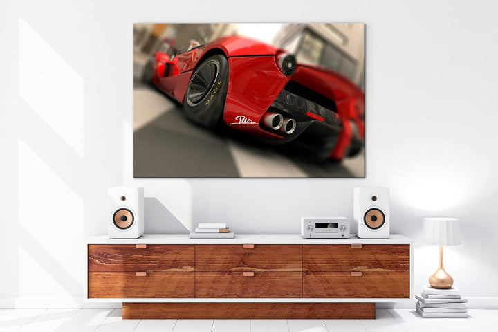 deyoli eleganter roter Sportwagen im Format: 80x60 als Leinwandbild, Motiv fertig gerahmt auf Echtho