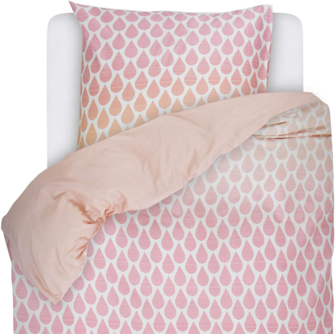 Esprit Satinbettwäsche Rainns I Farbe Pink I 200x220 2x80x80 cm I Tropfen auf weissem Grund I Reine