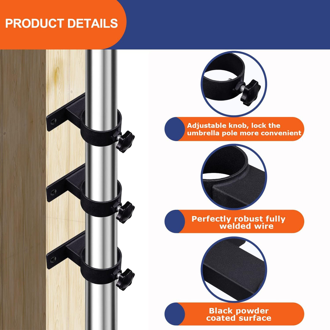 VANROUG Terrassen-Schirmhalter für den Aussenbereich, Klemmhalterung für Deckgeländer, Zäune, Balkon