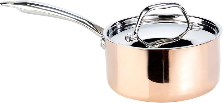 Tornwald-Schmiede Kupfertopf: Kupfer-Stieltopf mit Deckel, 16 cm (Stielkasserolle, Kochtöpfe, Kupfer