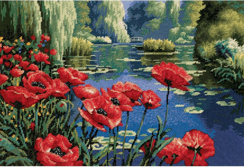 DIMENSIONS 20066 Needlepoint Lakeside Poppies Kit, 100% Cotton, Multi-Colour, 40 x 27 x 0.1 cm Seeuf