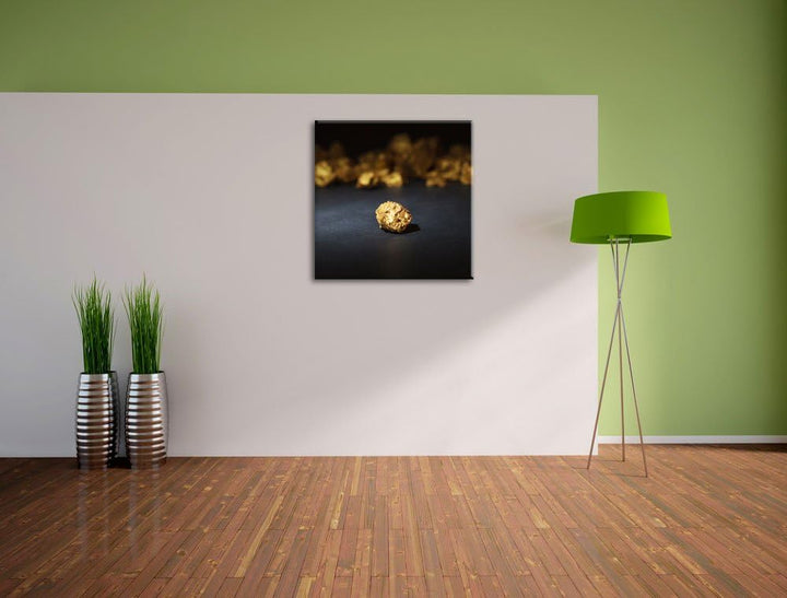 Pixxprint Goldnugget, Format: 70x70 auf Leinwand, XXL riesige Bilder fertig gerahmt mit Keilrahmen,