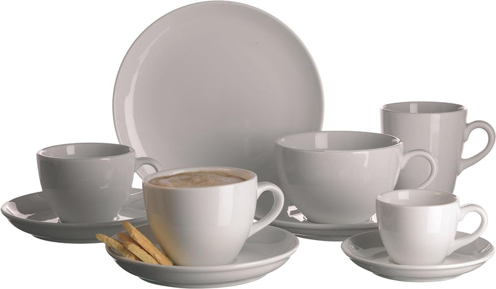 Mäser, Serie Colombia, Dessertteller 19 cm, Porzellan Geschirr-Set für 6 Personen, Weiss, Desserttel
