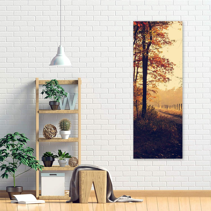 Febby Vlies Leinwandbild XXL Waldweg 50x150 cm Wandbild Kunst Bilder Schlafzimmer Deko Wohnzimmer He