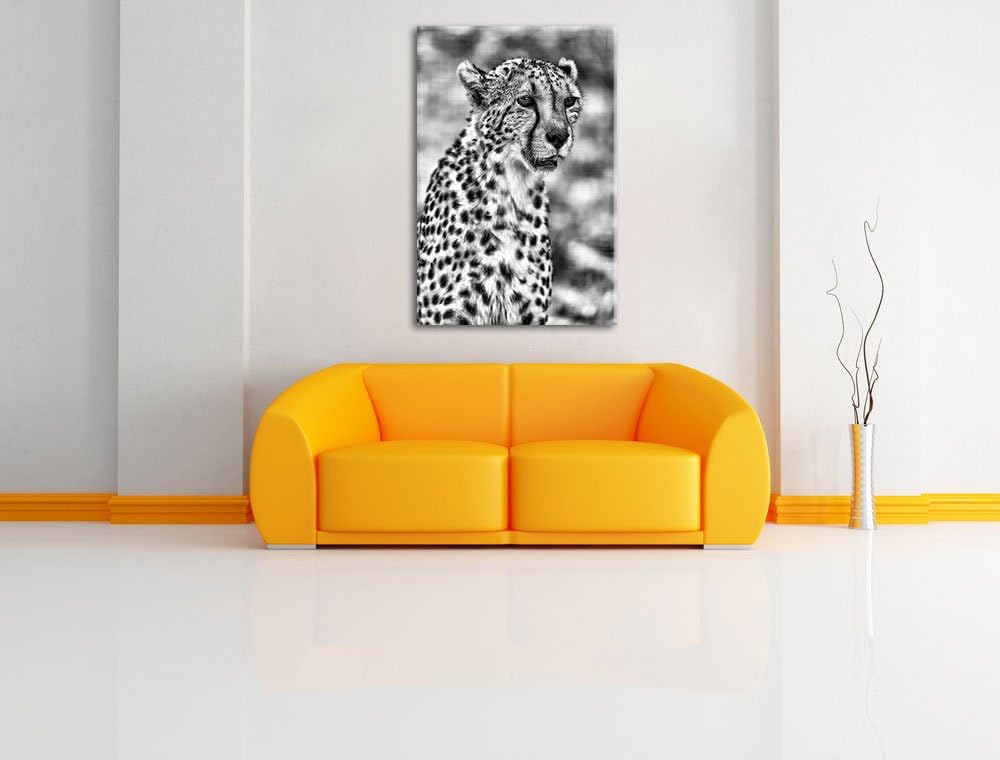 Pixxprint Monocrome, ausgewachsener Gepard, Format: 100x70 auf Leinwand, 100x70