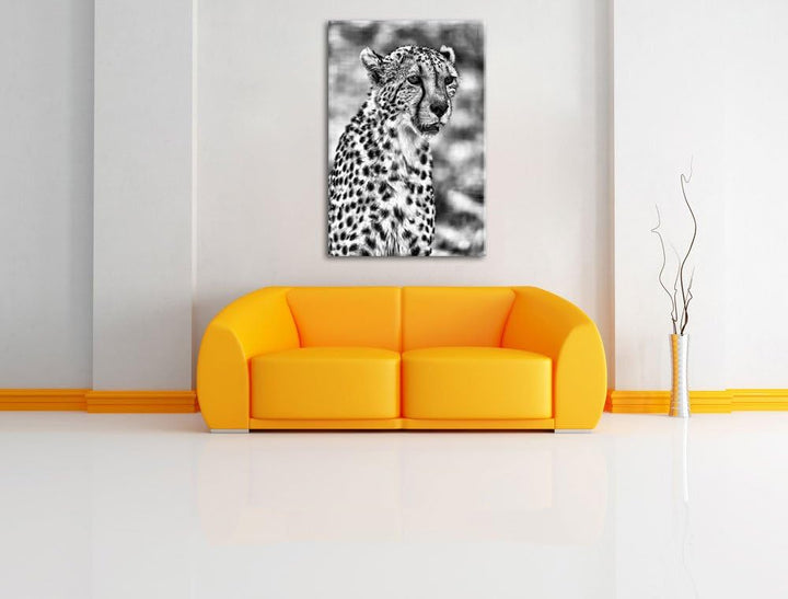 Pixxprint Monocrome, ausgewachsener Gepard, Format: 100x70 auf Leinwand, 100x70