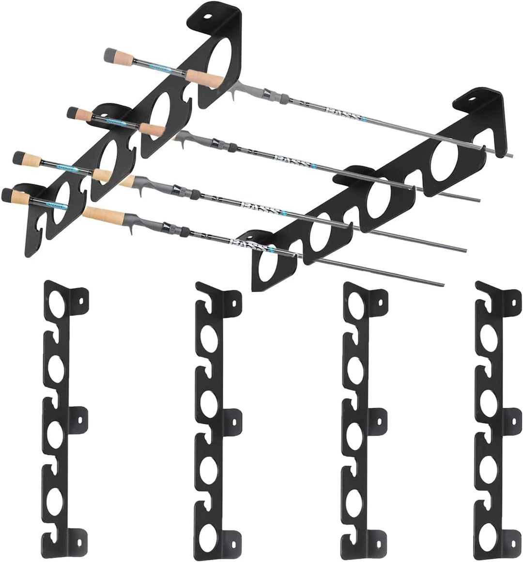 VANROUG Rutenhalter Wandhalterung für Garage, Kabine, Keller, robust, für bis zu 8 Ruten (4), Schwar