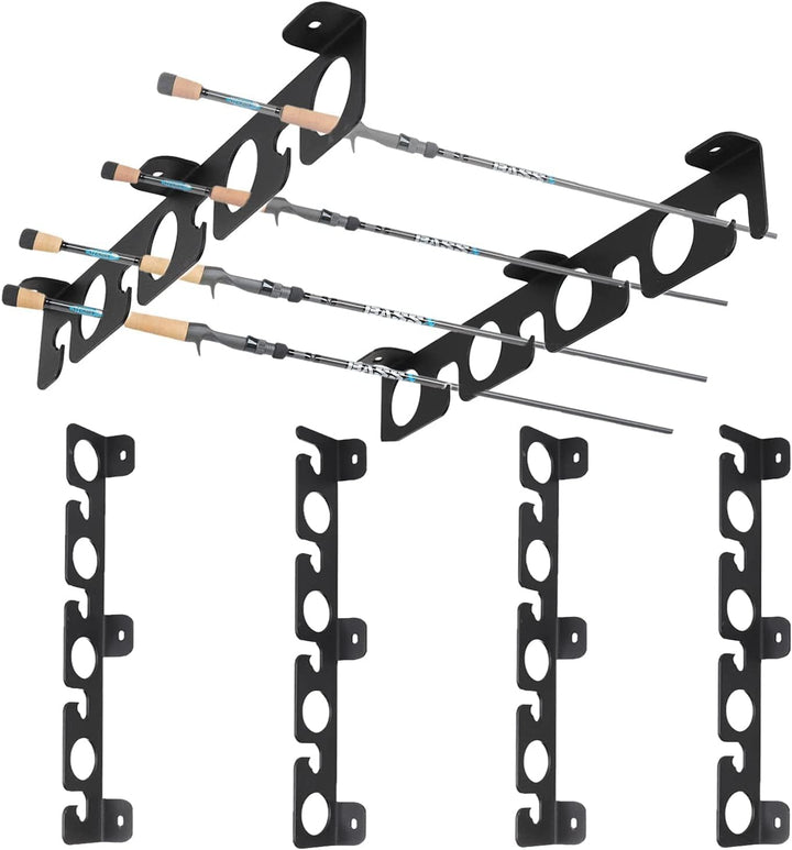 VANROUG Rutenhalter Wandhalterung für Garage, Kabine, Keller, robust, für bis zu 8 Ruten (4), Schwar
