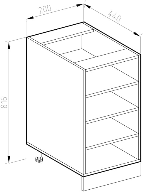 Vicco Küchenregal R-Line, Weiss/Weiss, 20 cm ohne Arbeitsplatte Weiss Regalunterschrank 20cm ohne Ar