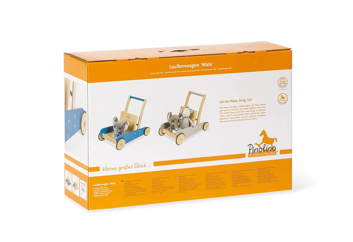 Lauflernwagen 'Mats' von Pinolino, sichere Laufhilfe mit Bremse, blau