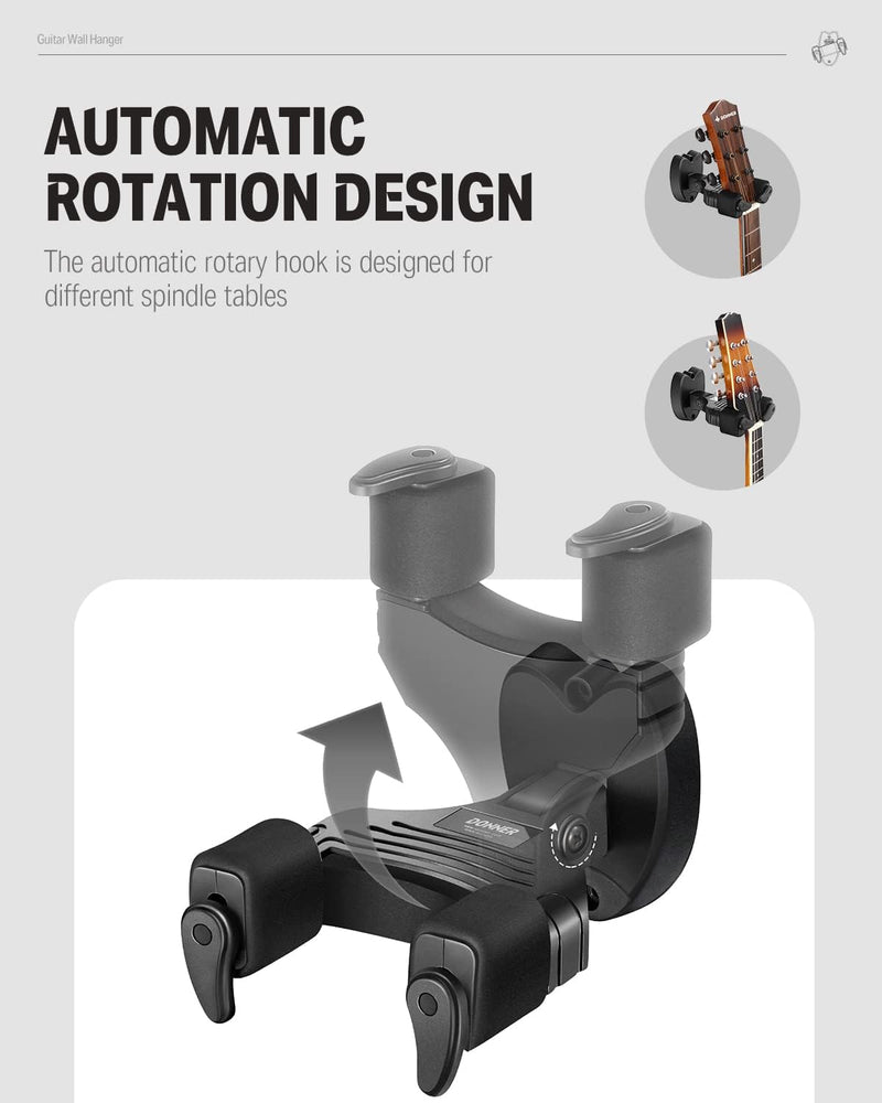 Donner Wandhalterung Gitarre Schwarz Gitarrenwandhalter Automatioschem Verschluss Gitarrenhalter Wan