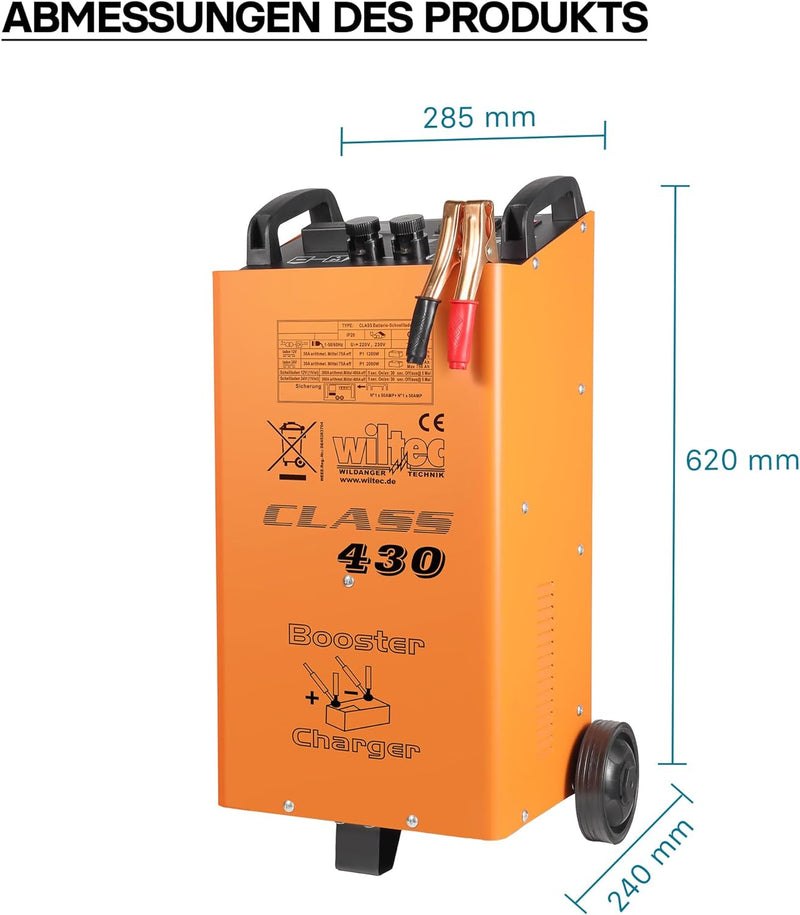 Wiltec Batterieladegerät Batterie 12V 24V Ladegerät Akkuladegerät Boost 430