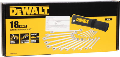 DEWALT Jeu de 18 clés mixtes coudées à 15° ISO 3318 DIN 3113 7-24 mm