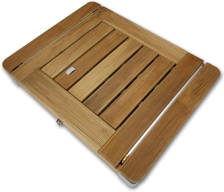 @tec Bodendusche Mobile Outdoor Gartendusche Camping-Dusche aus massivem Teak-Holz - Pool-Dusche, Sa