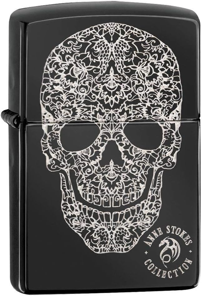 Zippo 49143 24756 Anne Stokes Collection Farbig Anne Stokes High Polish Black Fancy Skull, Farbig An