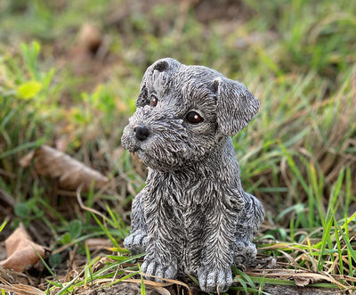 stoneandstyle Steinfigur Hund Schnauzer Gartenfigur frostfest wetterfest