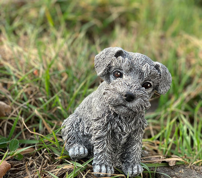 stoneandstyle Steinfigur Hund Schnauzer Gartenfigur frostfest wetterfest