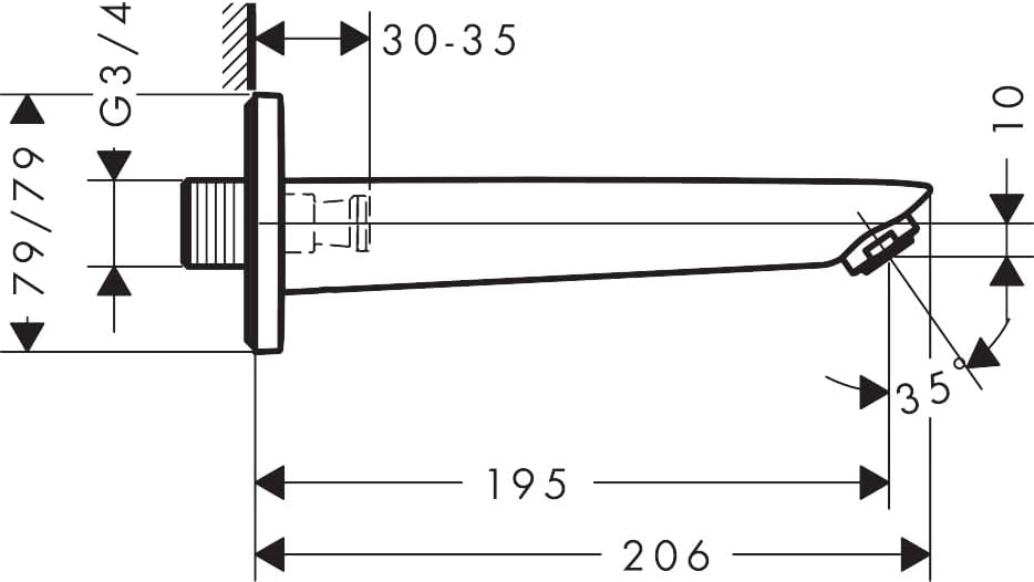 hansgrohe Logis - Badewanneneinlauf, Wanneneinlauf 19,5cm, Badewannenarmatur, Mattschwarz, Mattschwa
