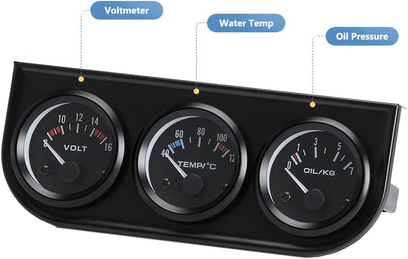 Riloer 12V Drei in Eins Sensor für Ölinstrumentensensoren Öldruckanzeige Wassertemperaturanzeige Vol