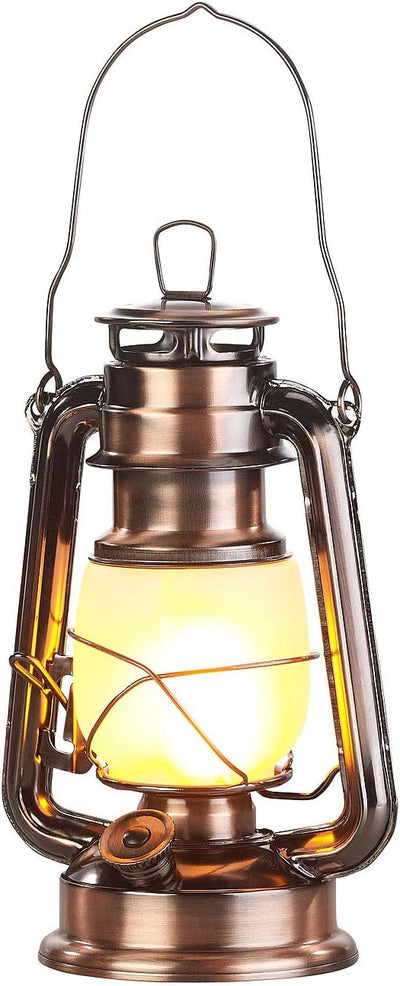 Lunartec LED Sturmlampe: 2er-Set LED-Sturmlaternen mit Flammen-Effekt; 25 cm Höhe; bronzefarben (Lat