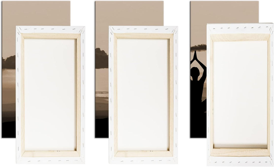 deyoli Yoga Meditation am Meer Format: 3Teilig Effekt: Sepia als Leinwandbild, Motiv fertig gerahmt