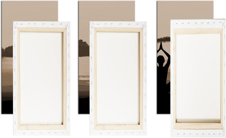 deyoli Yoga Meditation am Meer Format: 3Teilig Effekt: Sepia als Leinwandbild, Motiv fertig gerahmt