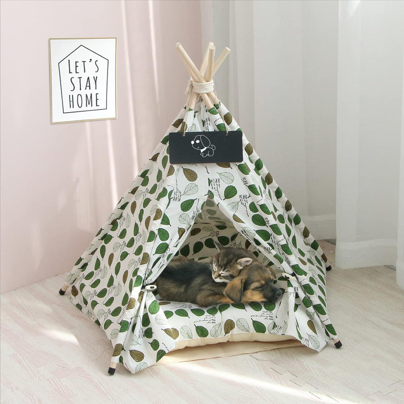 Tipi Zelt fur Hunde und Katzen,Pet Tipi Hunde-Katzenbett mit Kissen, Luxery Hundezelte Hundehöhle un