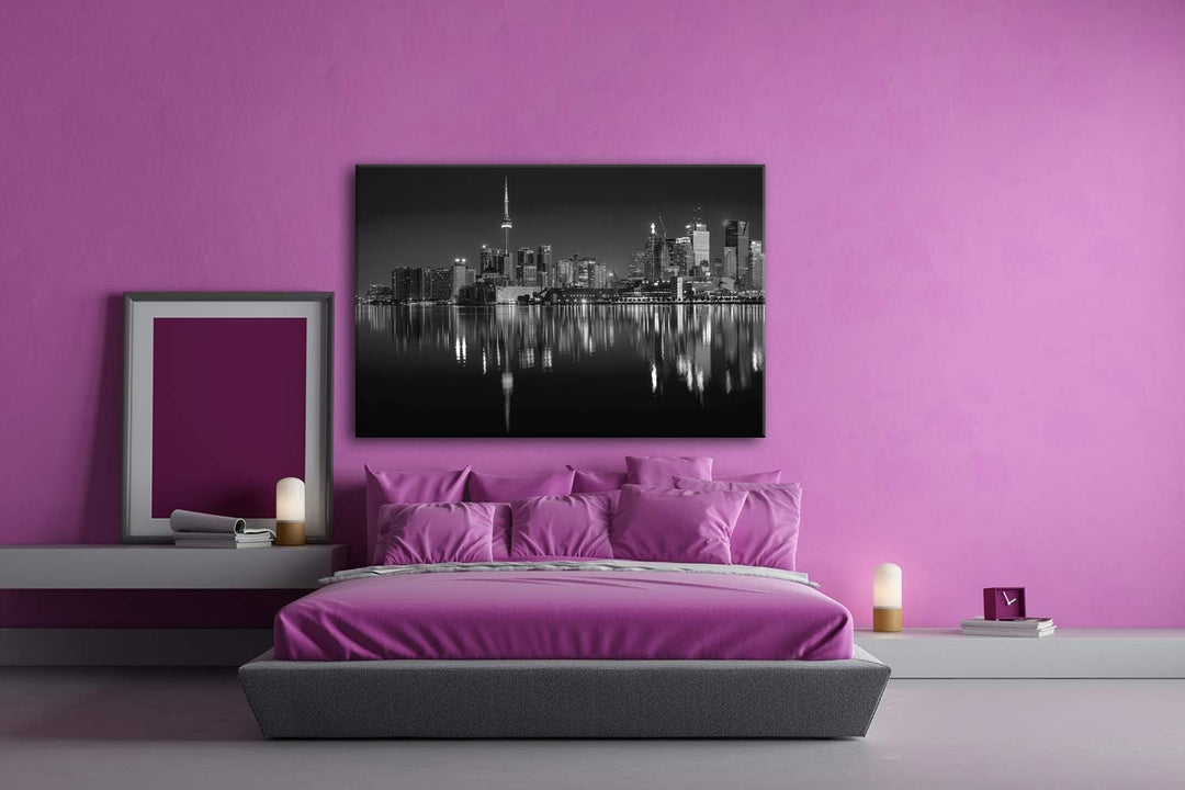 Cn Tower in Kanada Format: 80x60 Effekt: Schwarz&Weiss als Leinwandbild, Motiv fertig gerahmt auf Ec