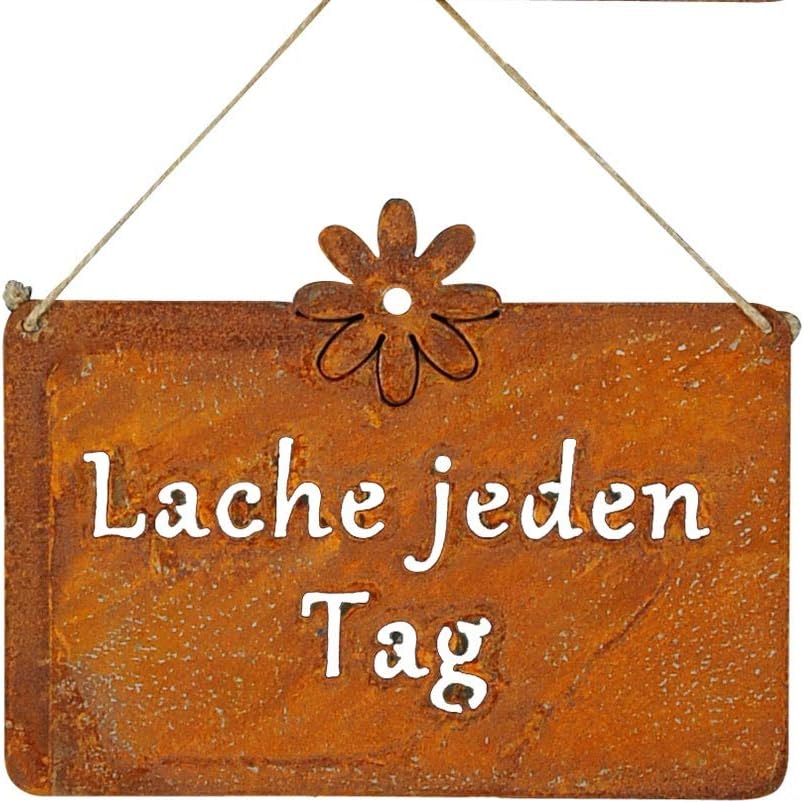 3er Set Wandbilder Sprüche 25x19cm Schilder Garten-Deko Türschild Edelrost Braun Rostdeko Lebe Liebe