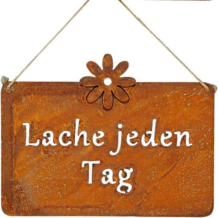 3er Set Wandbilder Sprüche 25x19cm Schilder Garten-Deko Türschild Edelrost Braun Rostdeko Lebe Liebe