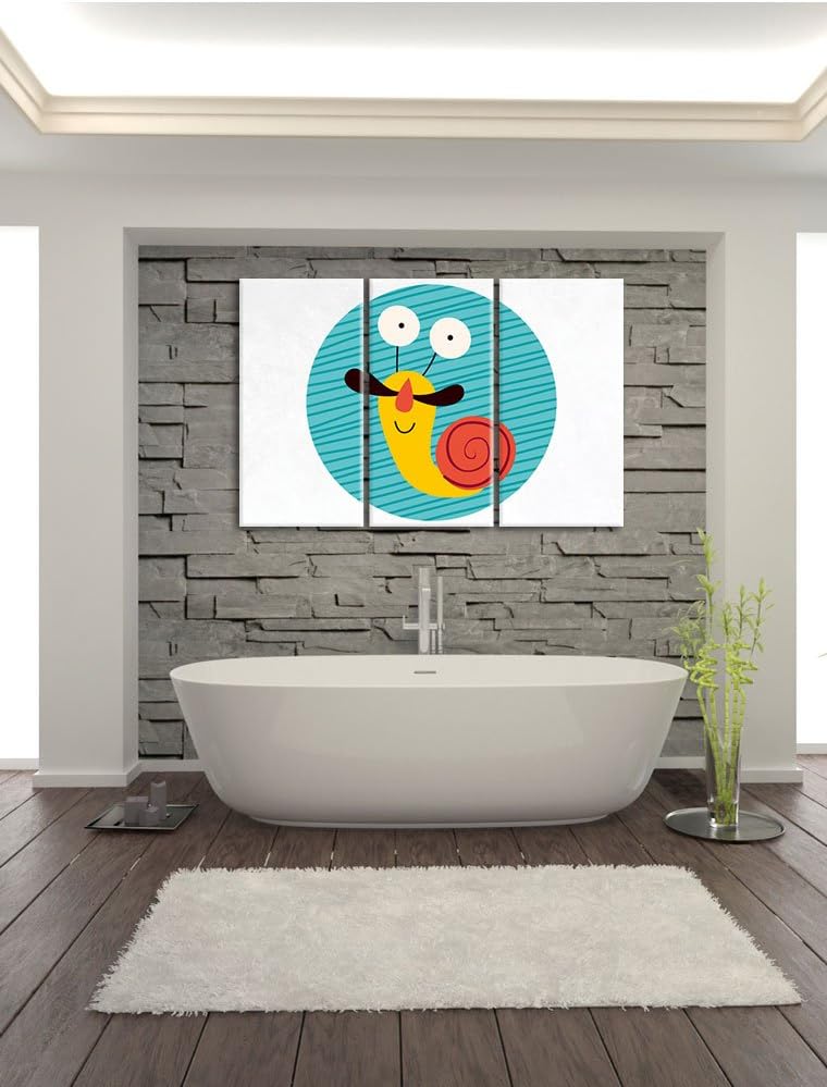 Pixxprint Lustige Schnecke als Leinwandbild/Grösse: 3 Teilig (120x80) cm/Wandbild/Kunstdruck/fertig