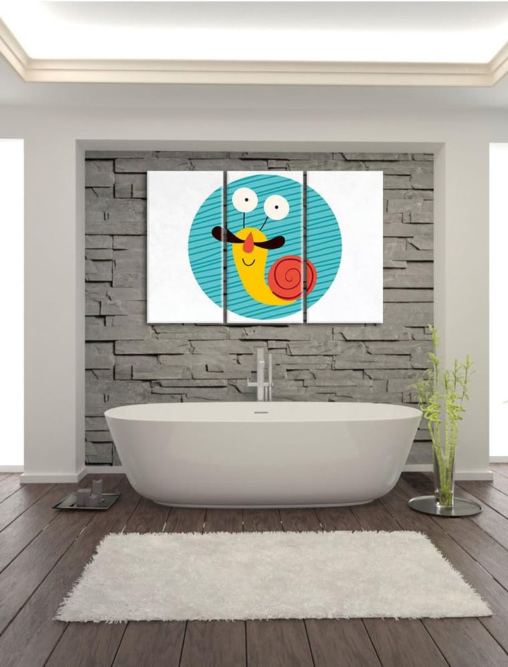 Pixxprint Lustige Schnecke als Leinwandbild/Grösse: 3 Teilig (120x80) cm/Wandbild/Kunstdruck/fertig