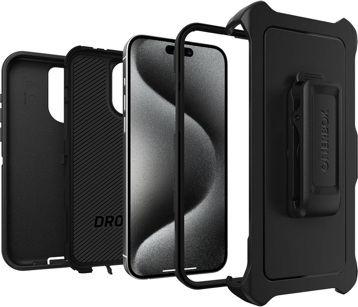 OtterBox Schutzhülle für iPhone 15 Pro Max (nur) Defender Series – Schwarz, Bildschirmlos, robust un