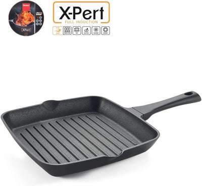 METALTEX ASADORA Grill ALUMINIO FUNDIDO 'XPERT' 28x28 CMS, Detailed in The Description, Schwarz Gril