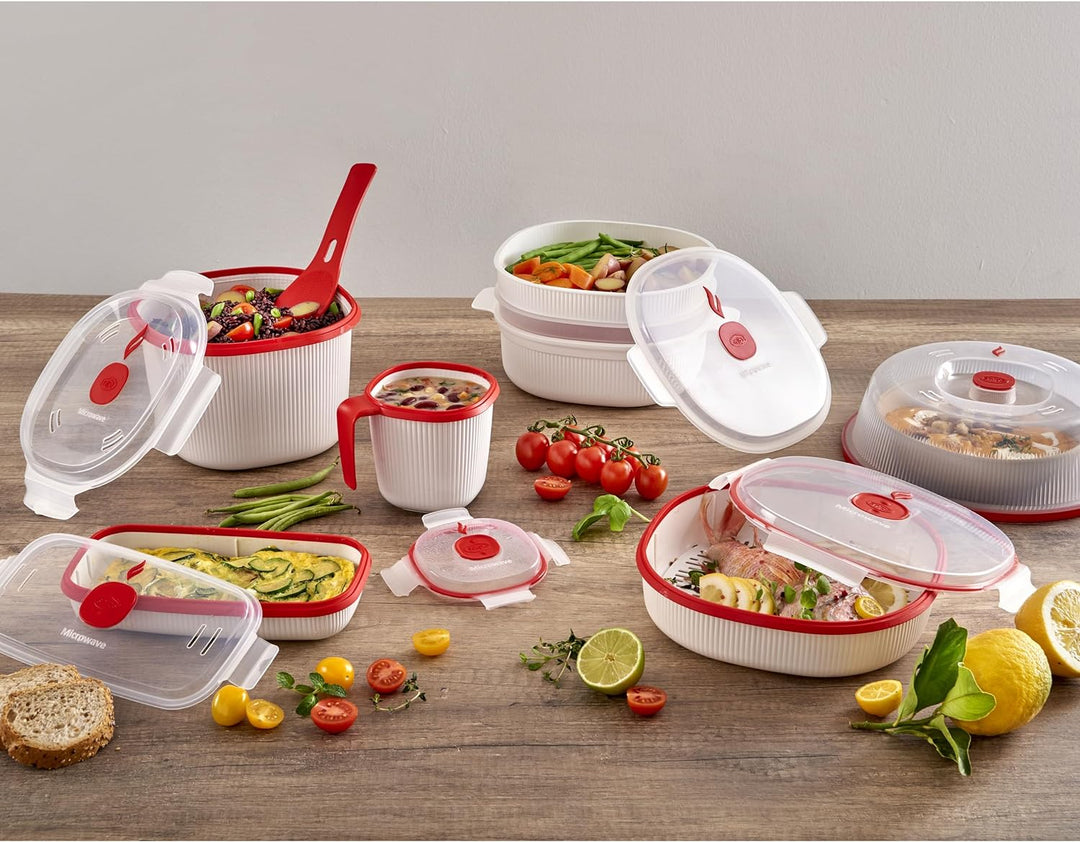 Snips | Set 5-teilig Mikrowellenbehälter | Dampfgarer 4 L, Dampfgarer 2 L, Reiskocher, Eier- und Ome