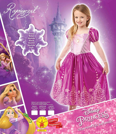 Rubie's 640722S Offizielles Disney-Prinzessinnenkostüm Rapunzel, mit Edelsteinmotiv, Mädchen, Grösse