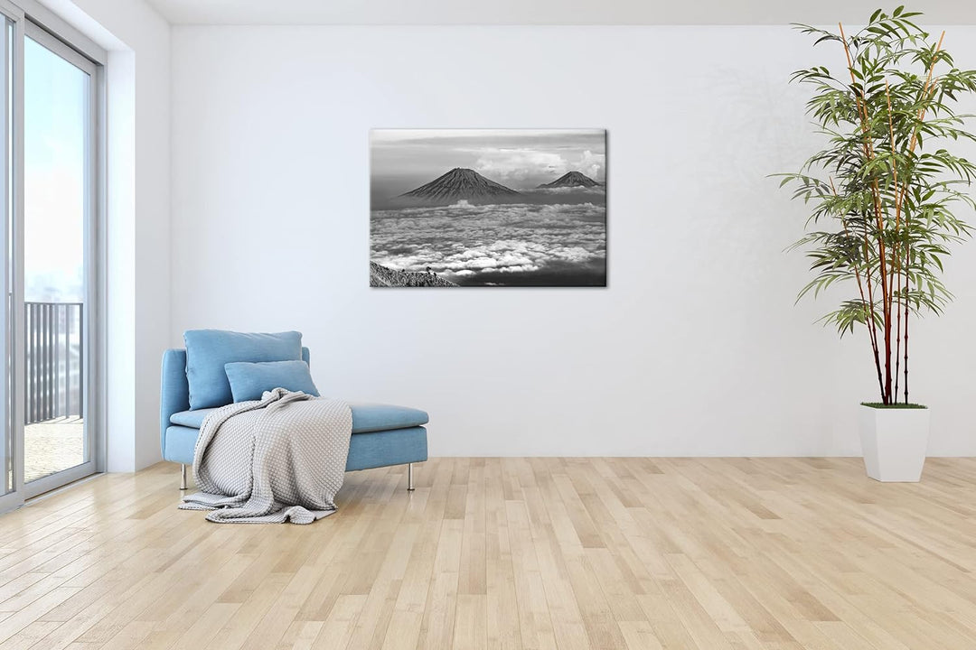 deyoli Vulkane in Java Indonesien Format: 60x40 Effekt: Schwarz&Weiss als Leinwandbild, Motiv fertig