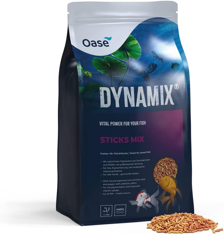 OASE Dynamix Sticks Mix 20 L, Fischfutter, Teichfischfutter, ideal bei gemischter Haltung von natur-