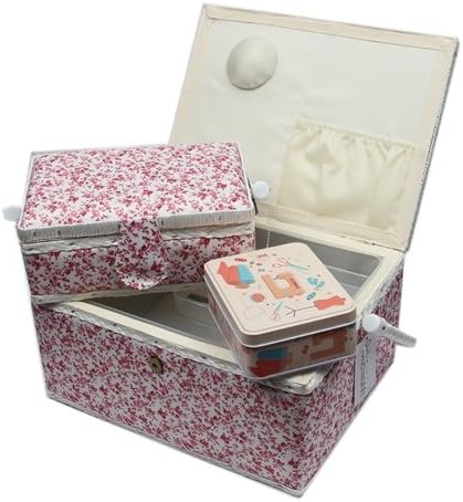 Ackermann Nähkorb-Set mit Tragegriff (1x gross und 1x mittel) + 1x kleine Accessoires-Box aus Metall