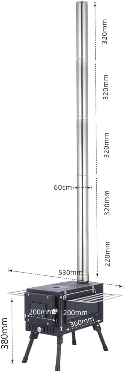 Topteng Holzofen, Outdoor Portable Zelt Camping Holzofen mit Rohr für Zelt kochen, energiesparend