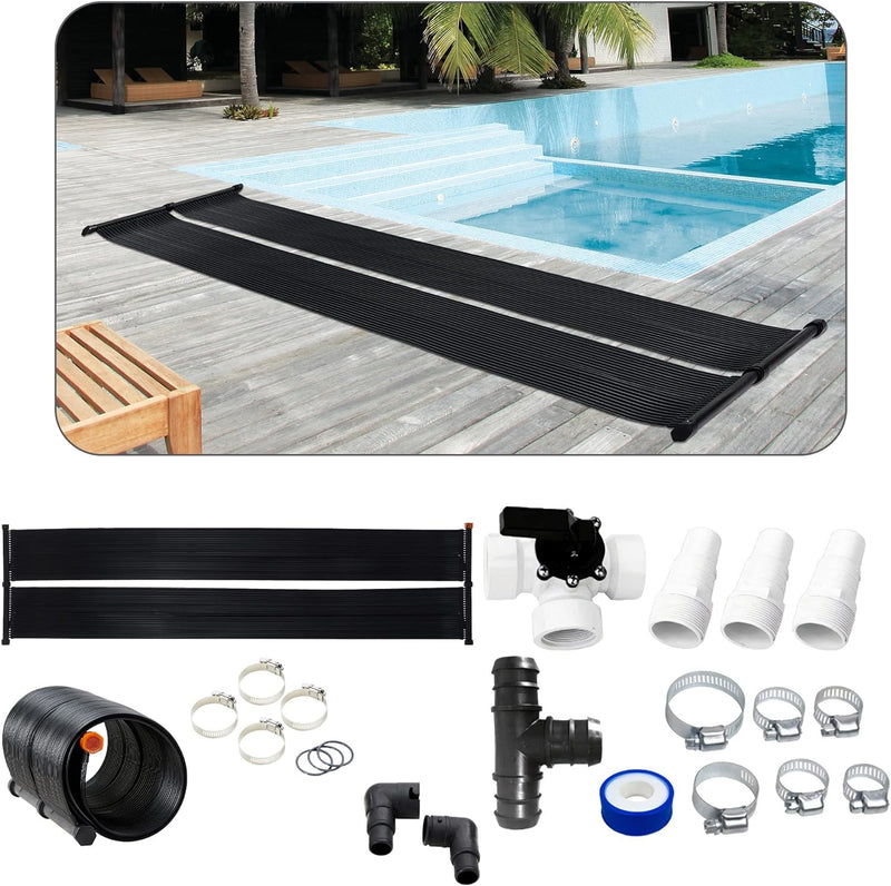 Arebos Solarheizung Solarkollektor Poolheizung | 300x66 cm | UV-beständiger Kunststoff | Schwarz | B