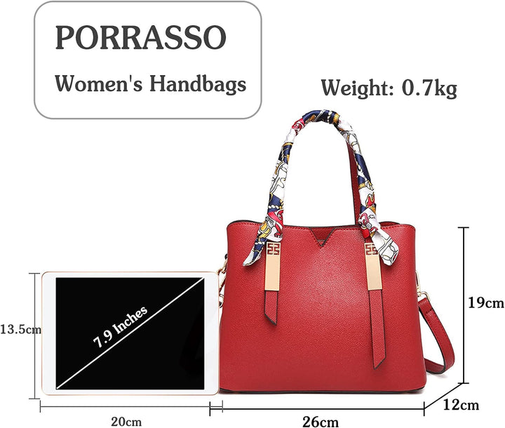 PORRASSO Damen Handtasche Mode Henkeltasche Schultertasche Wasserdicht Umhängetasche Beuteltasche To