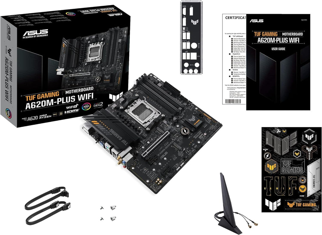 ASUS TUF GAMING A620M-PLUS WIFI Mainboard Sockel AMD A620 (Ryzen 7000, micro-ATX, DDR5 Speicher, PCI