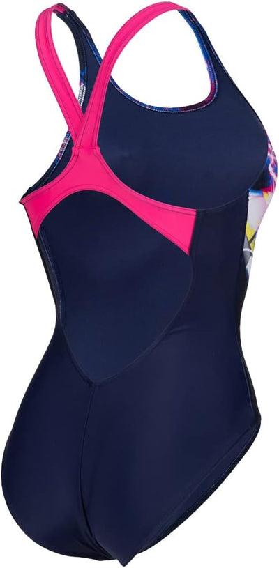 ARENA Damen Women's Swimsuit V Back Placement Badeanzüge (1er Pack) 34 Navy-freak Rose, 34 Navy-frea