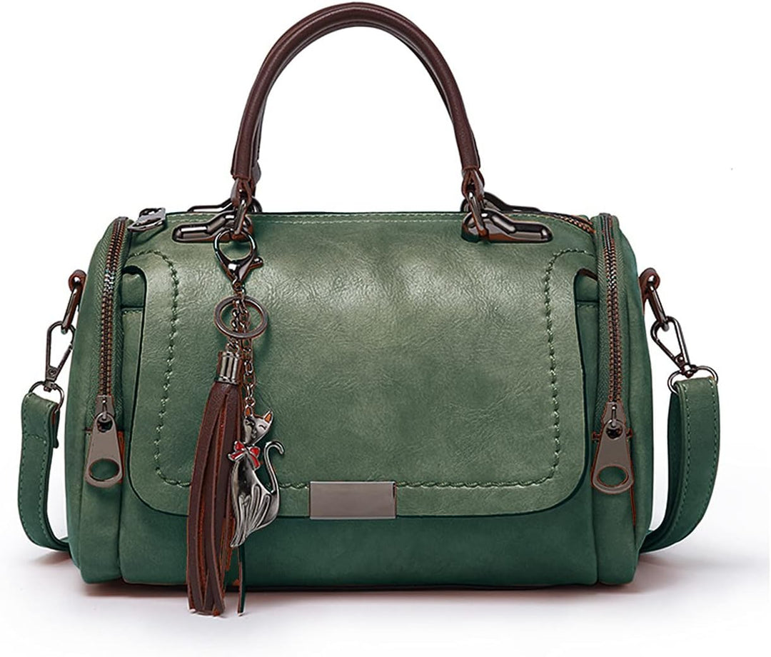 PORRASSO Retro Handtasche Damen Umhängetaschen Frauen Schultertaschen Wasserdicht PU Leder Henkeltas