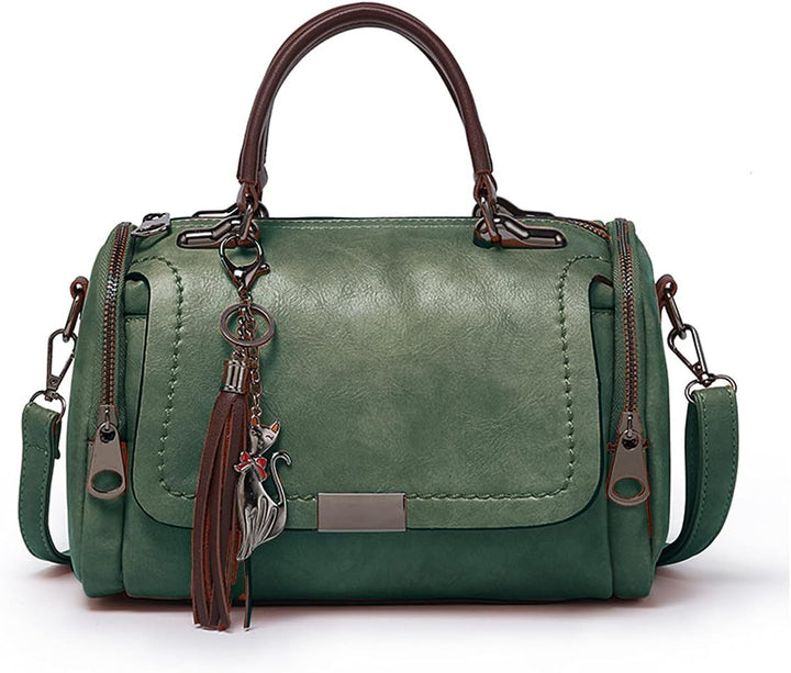 PORRASSO Retro Handtasche Damen Umhängetaschen Frauen Schultertaschen Wasserdicht PU Leder Henkeltas
