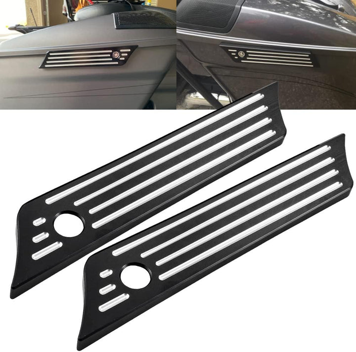 KATUR Motorrad Satteltaschenverschlüsse Abdeckung Schwarz Chrom Tiefer Kantenschliff CNC Hard Billet