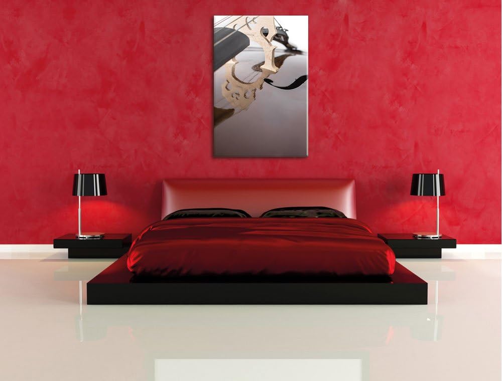 Pixxprint Cello, Format: 100x70 auf Leinwand, XXL riesige Bilder fertig gerahmt mit Keilrahmen, Kuns