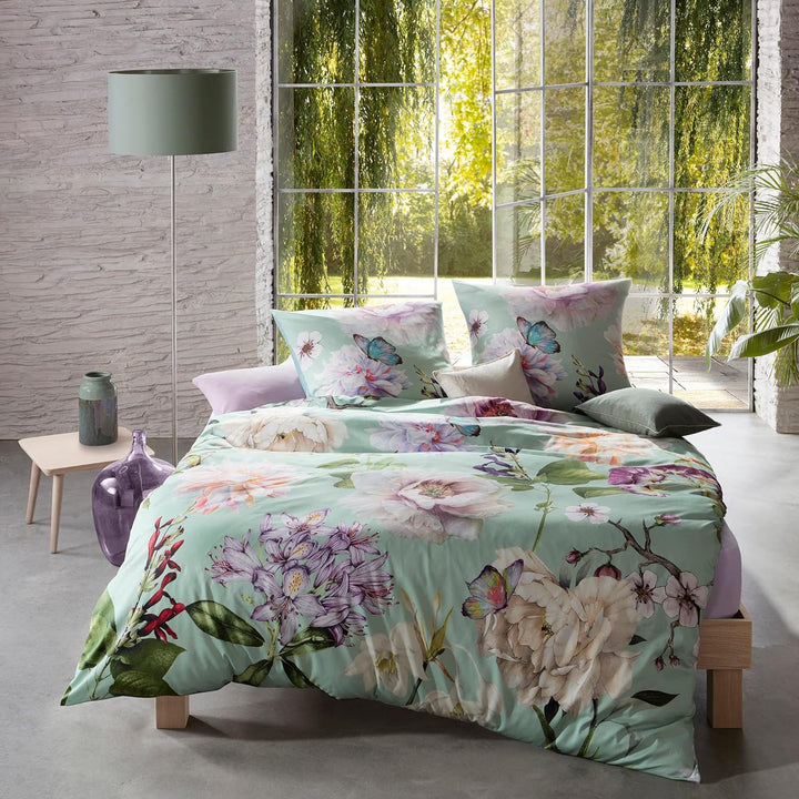 fleuresse Mako-Satin Bettwäsche Bed Art S Nuneaton Mint 1 Bettbezug 155 x 220 cm + 1 Kissenbezug 80